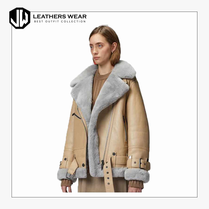 Shearling Leather Aviator Jacket Leathers Wear