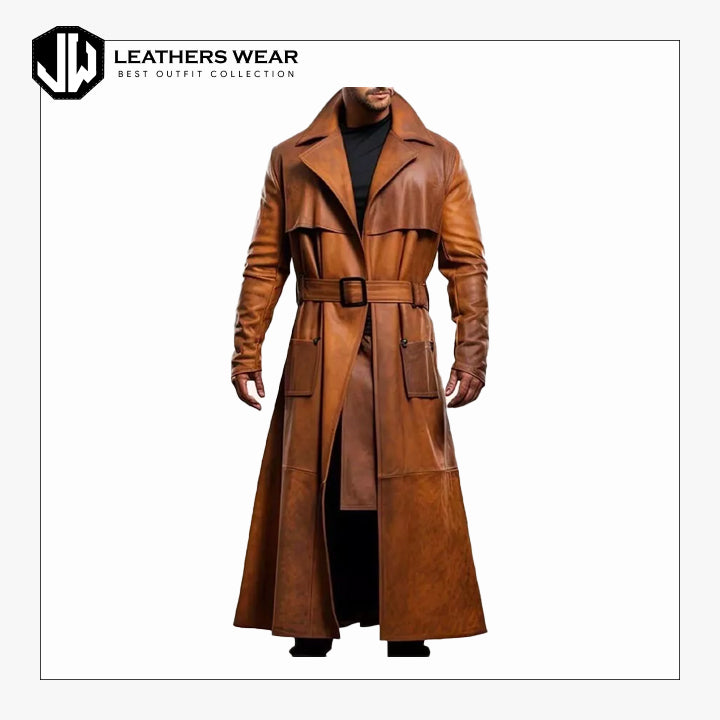 Sheep Leather Men Long Coat