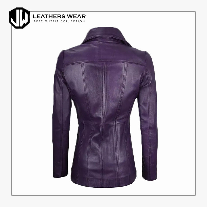 Sheepskin Purple Leather Winter Blazer