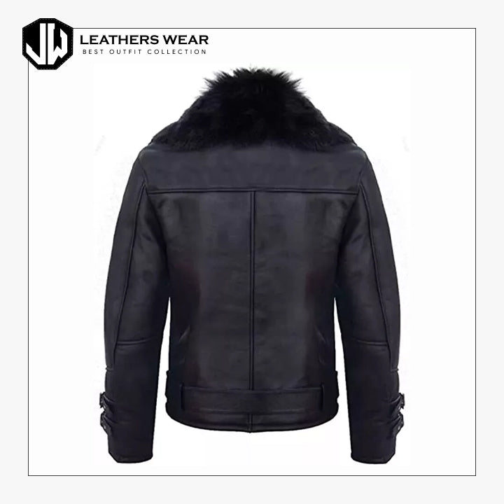 Sheepskin Real Bomber Leather Biker Jacket