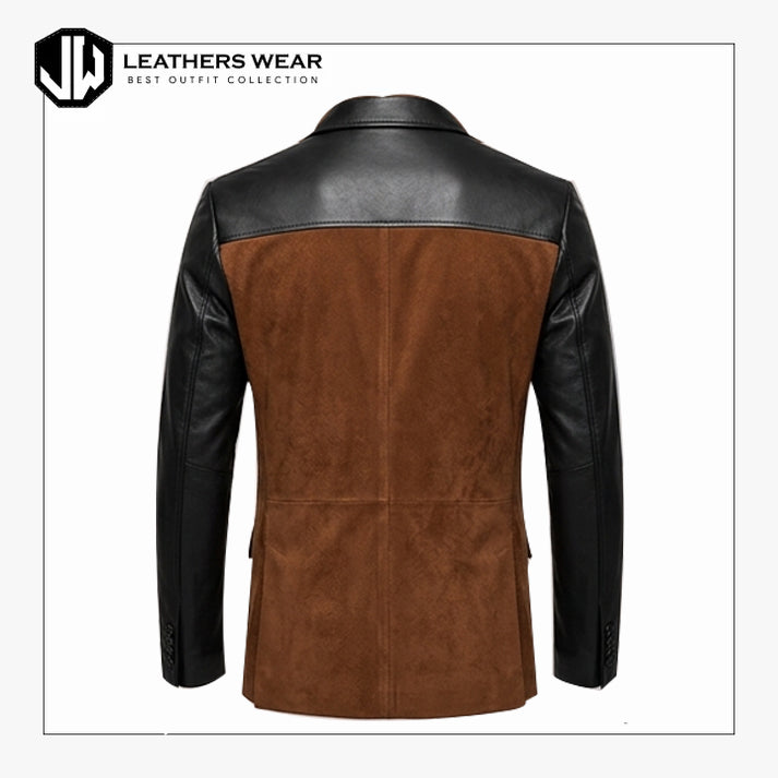 Slim Fit Leather Blazer Men
