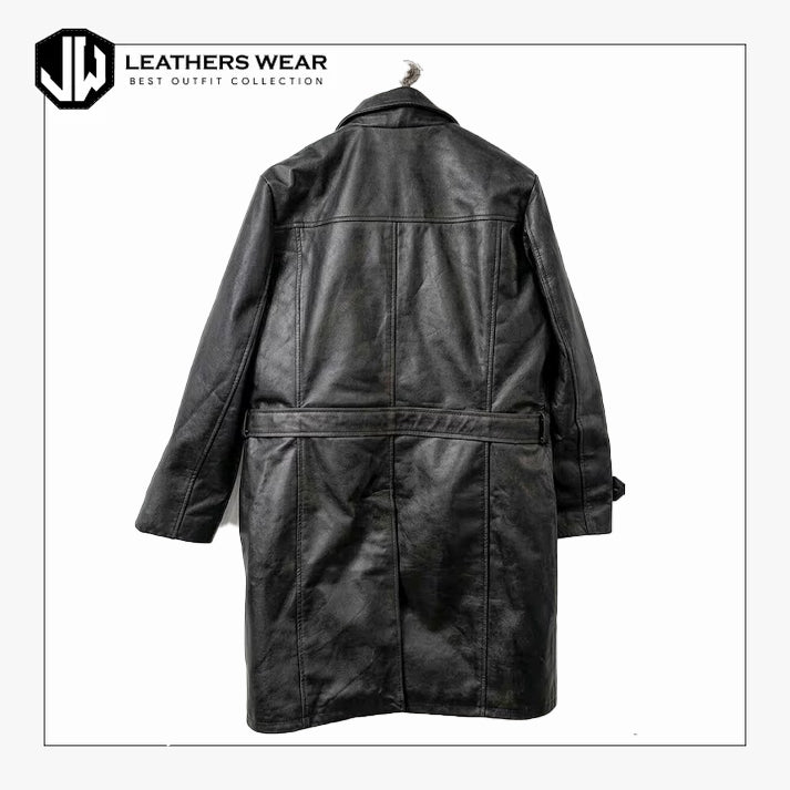 Spider Noir Leather Trench Coat
