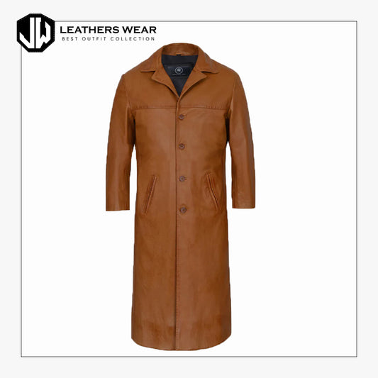 Tan Leather Trench Coat For Men Leathers Wear