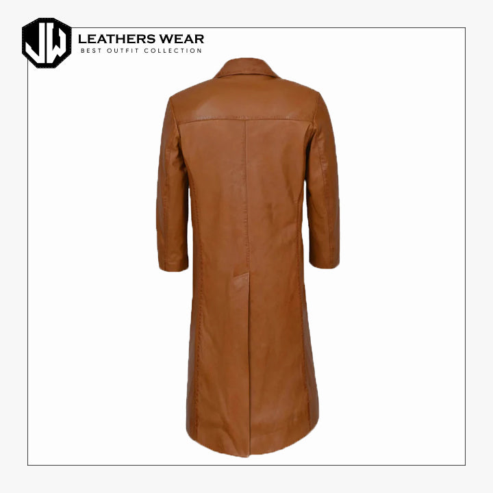 Tan Leather Trench Coat For Men Leathers Wear