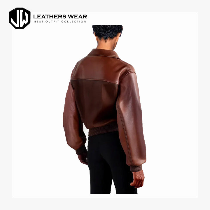 Two-Tone Brown Aviator Leather Jacket
