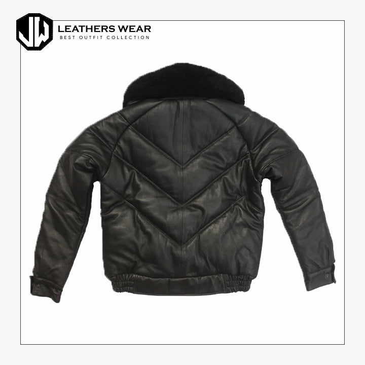 V Bomber Sheepskin Leather Jacket