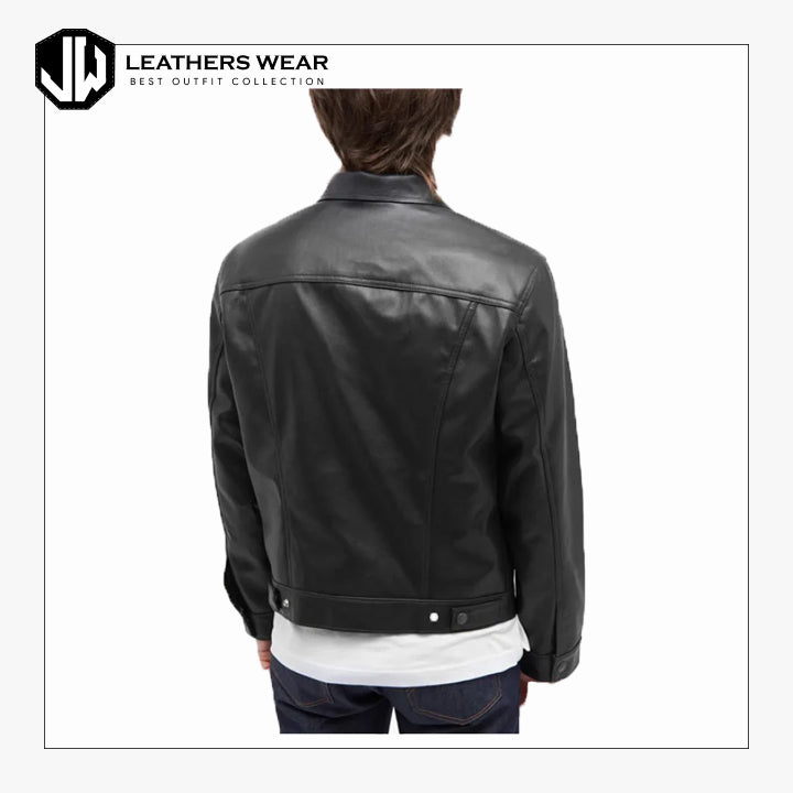 Vintage Black Leather Trucker Jacket Leathers Wear