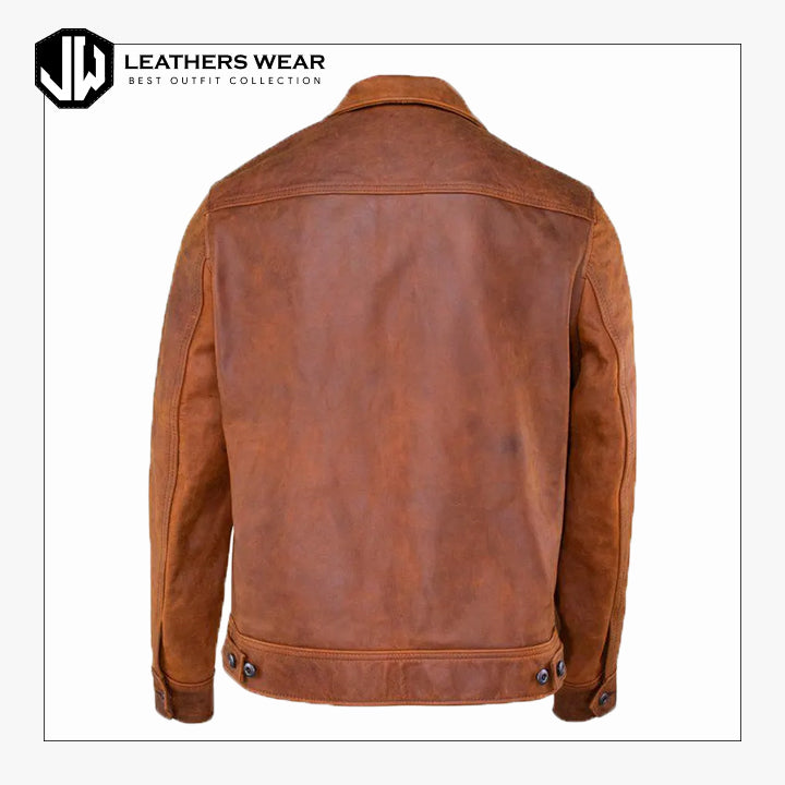 Vintage Leather Trucker Jacket