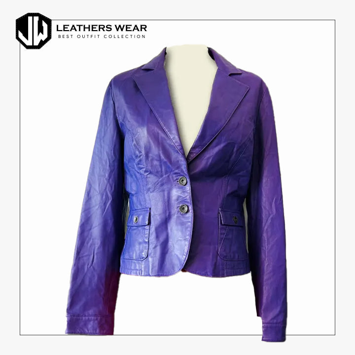 Vintage Purple Genuine Leather Blazer