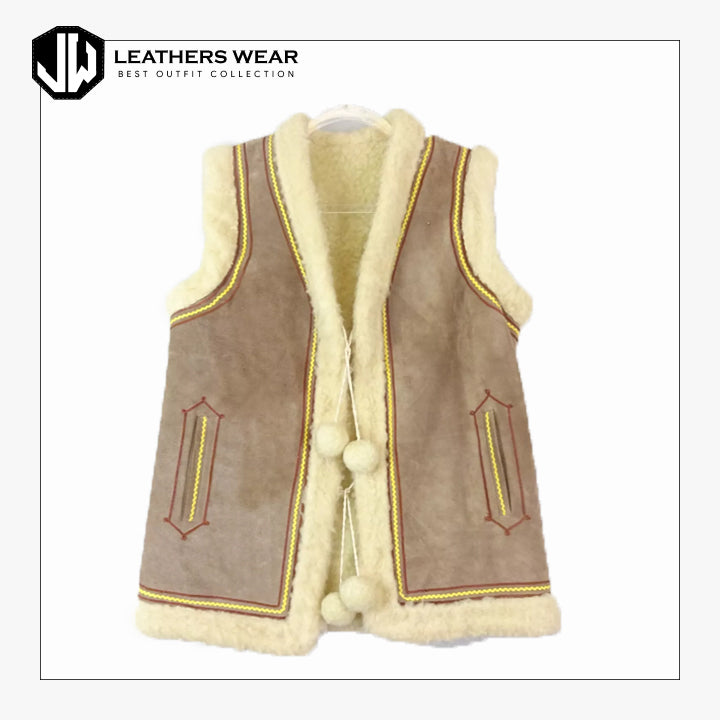 Vintage Sheepskin Waistcoat Womens