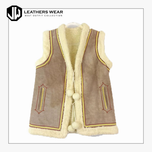 Vintage Sheepskin Waistcoat Womens