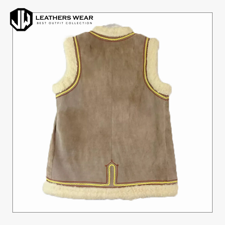 Vintage Sheepskin Waistcoat Womens