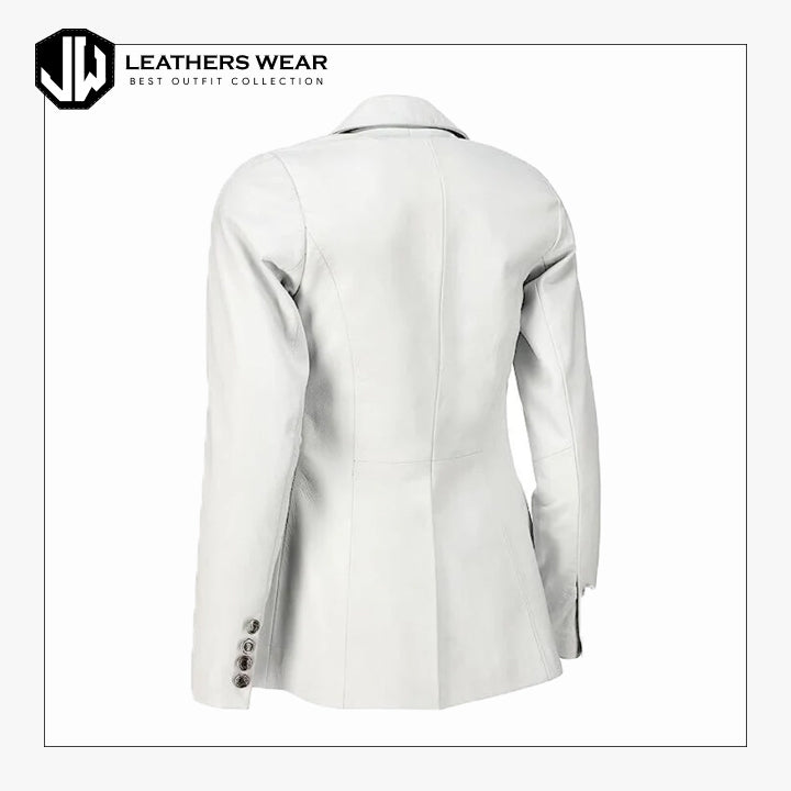 White Leather Blazer Leathers Wear