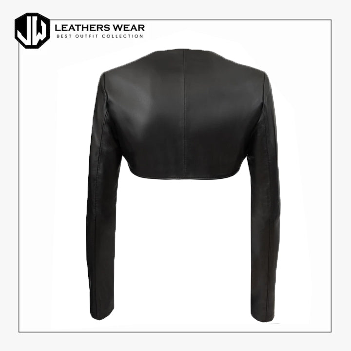 Women Black Leather Short Jacket