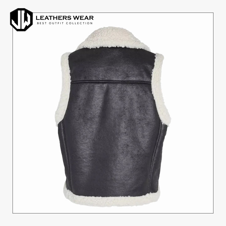 Women Leather Vintage Shearling Vest