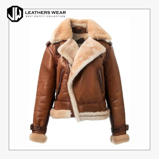 Women Shearling Moto Jacket
