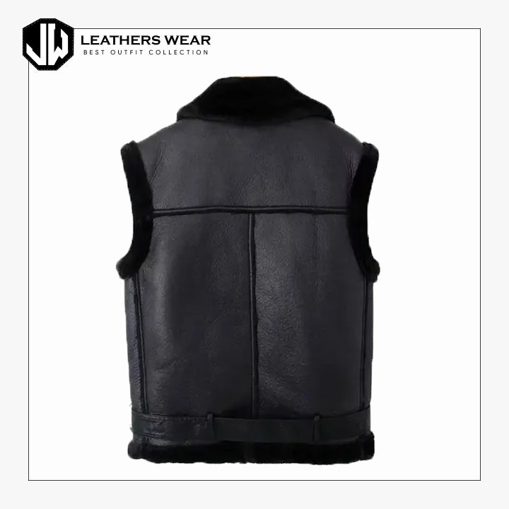 Women Sheepskin Leather Biker Vest