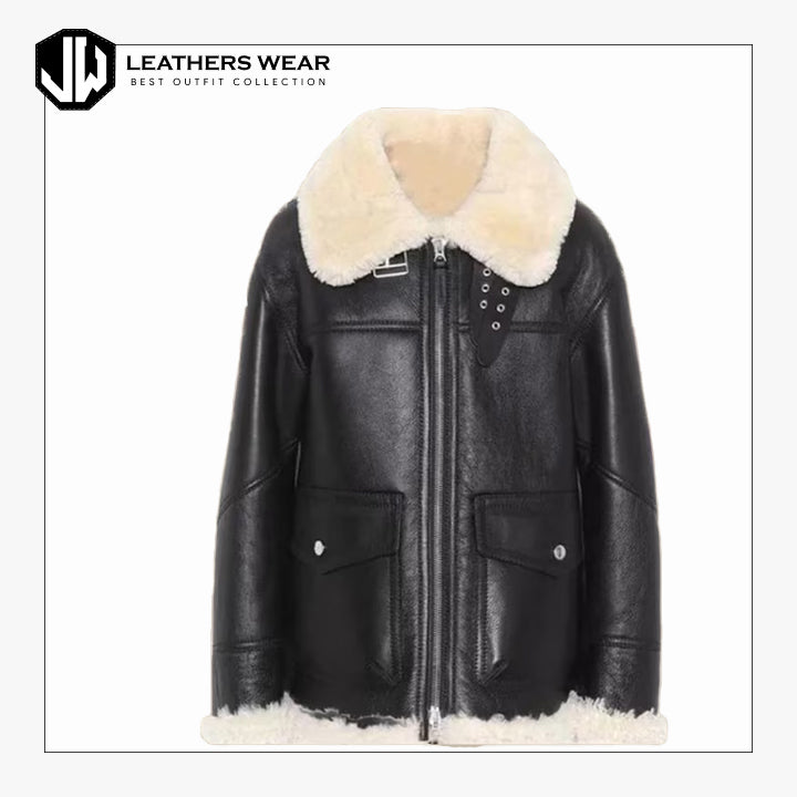 Women Sheepskin Leather Shearling Jacket