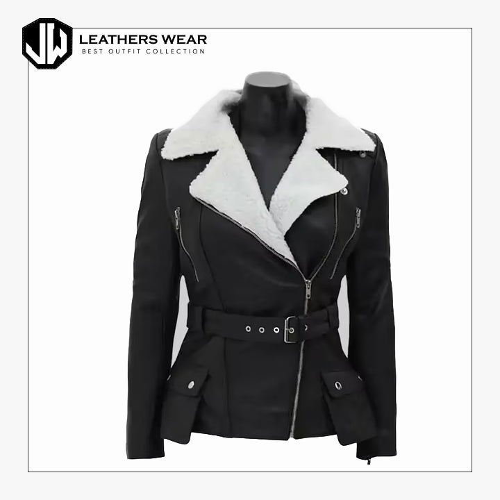 Women’s Black Leather Shearling Jacket