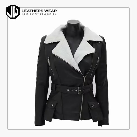 Women’s Black Leather Shearling Jacket