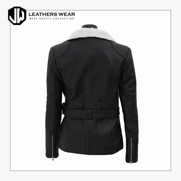 Women’s Black Leather Shearling Jacket