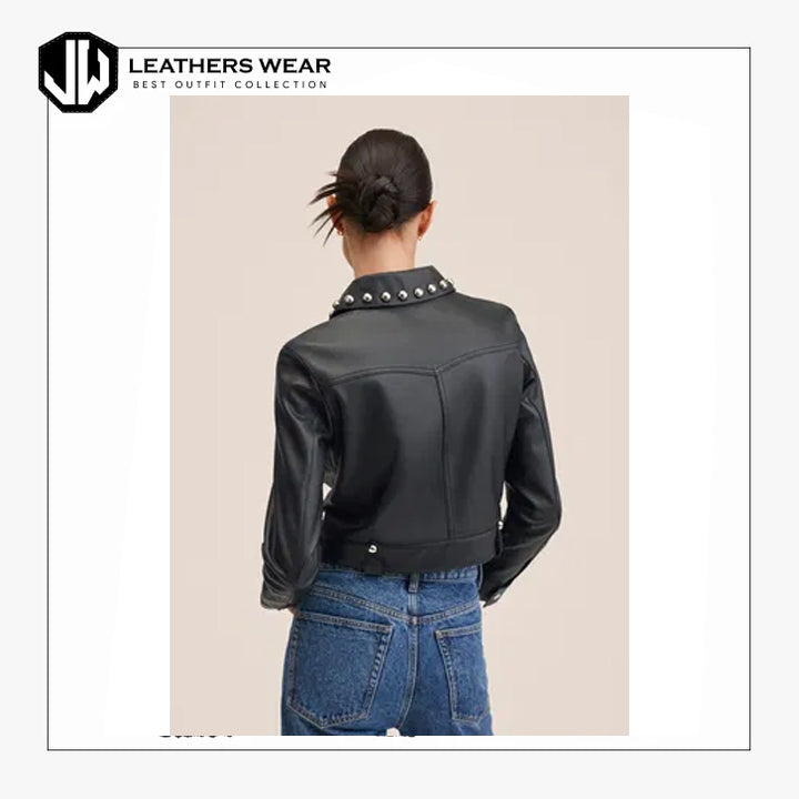 Women's Black Studded Leather Jacket