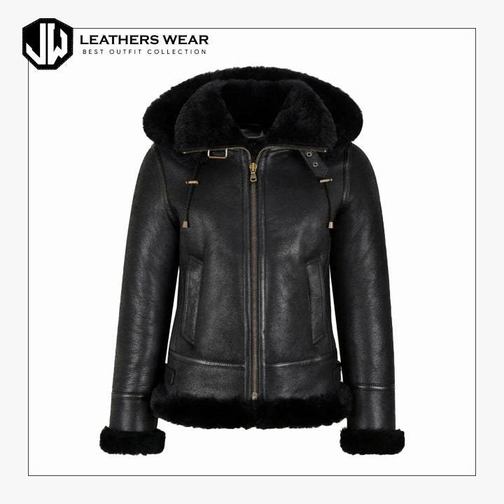 Womens Black Aviator Jacket Leathers Wear