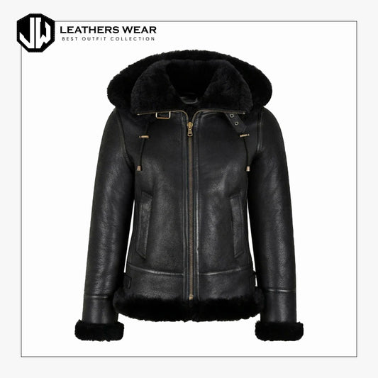 Womens Black Aviator Jacket Leathers Wear