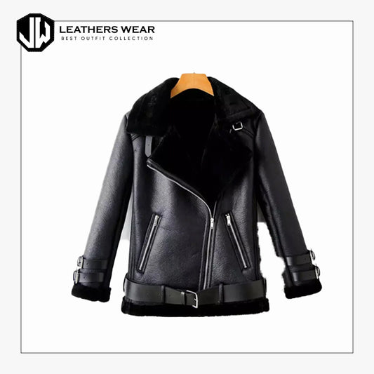 Womens Black Leather Bomber Jacket Leathers Wear