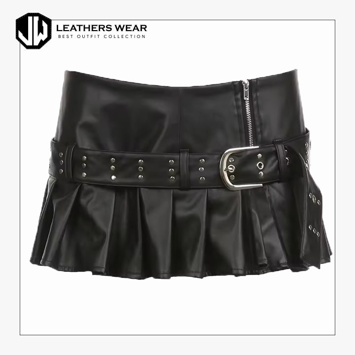 Womens Black Leather Skirt