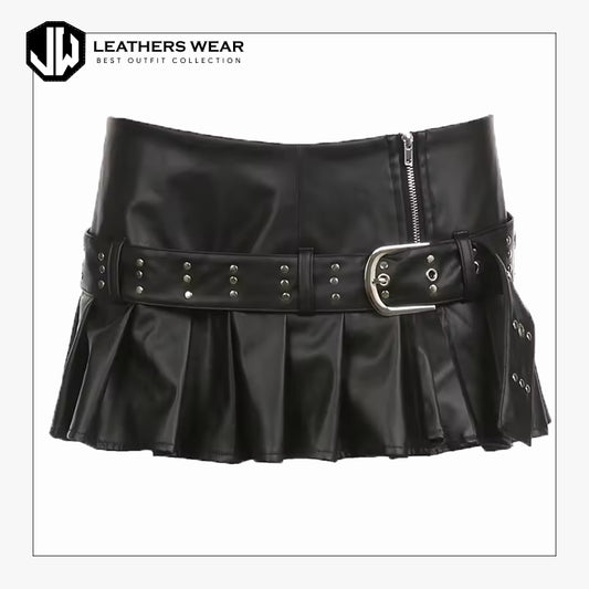 Womens Black Leather Skirt