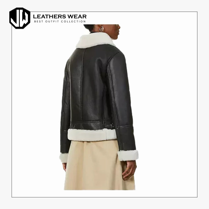 Womens Black Real Shearling Jacket