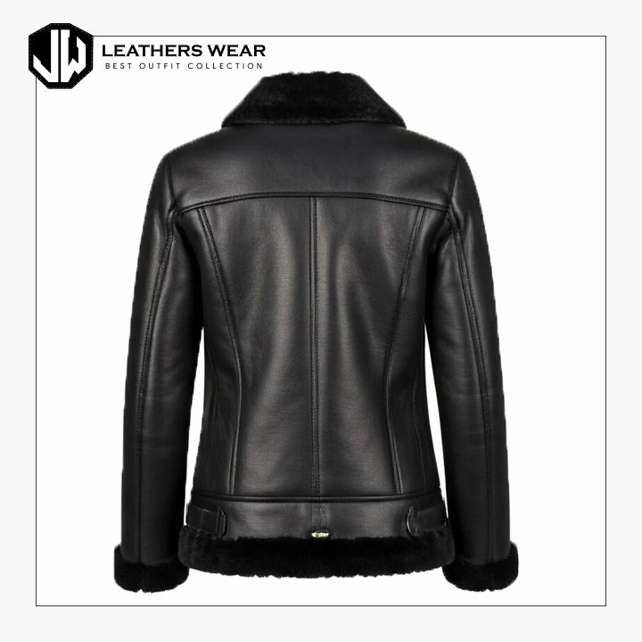 Womens Black Shearling Leather Jacket