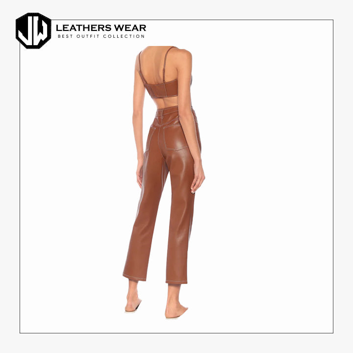 Womens Brown Leather Pants Leathers Wear