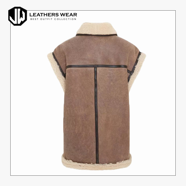 Womens Brown Sheepskin Waistcoat