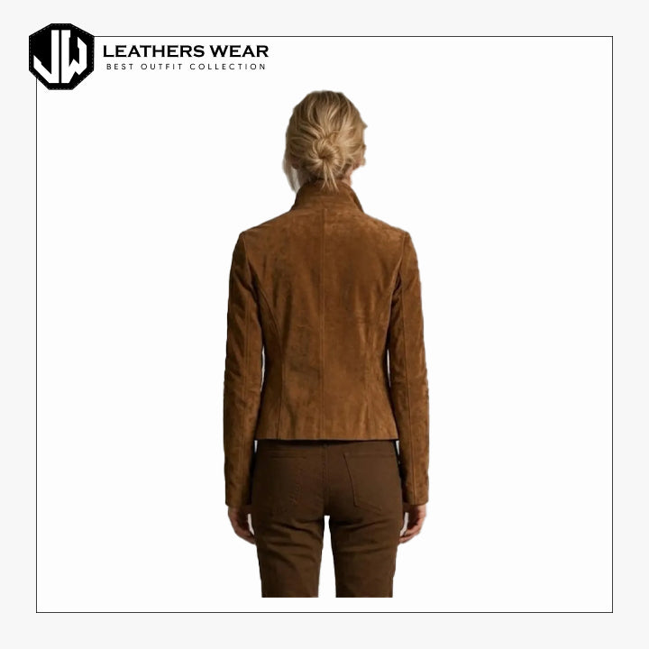Womens Brown Suede Blazer Jacket