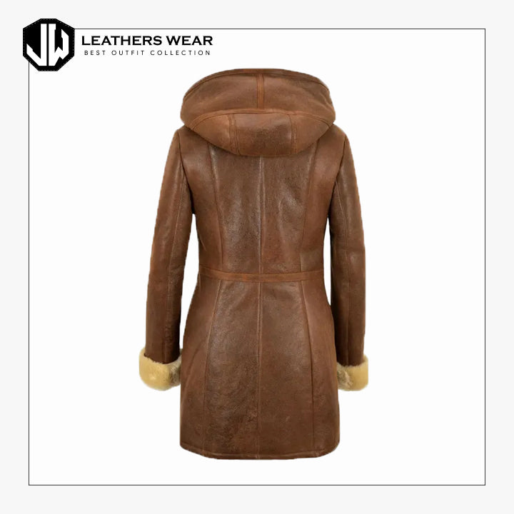 Womens Faux Leather Aviator Jacket