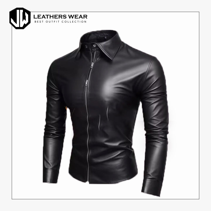 Womens Faux Leather Shirt