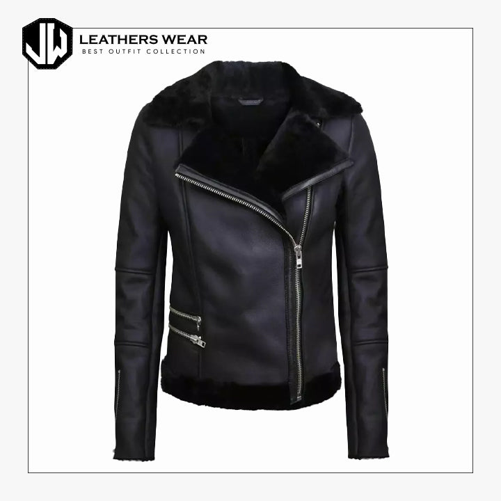 Womens Fur Shearing Leather Jacket