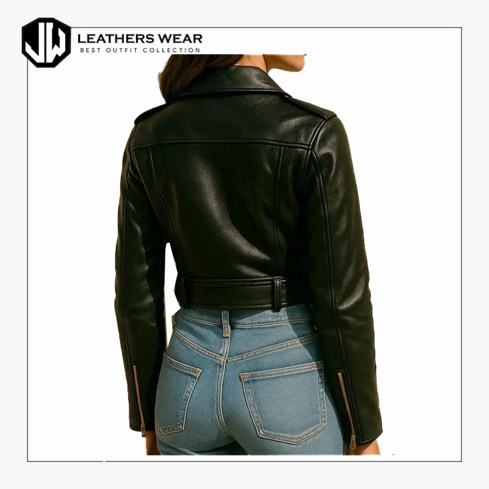 Womens Genuine Leather Moto Jacket