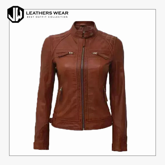 Womens Brown Leather Riding Jacket