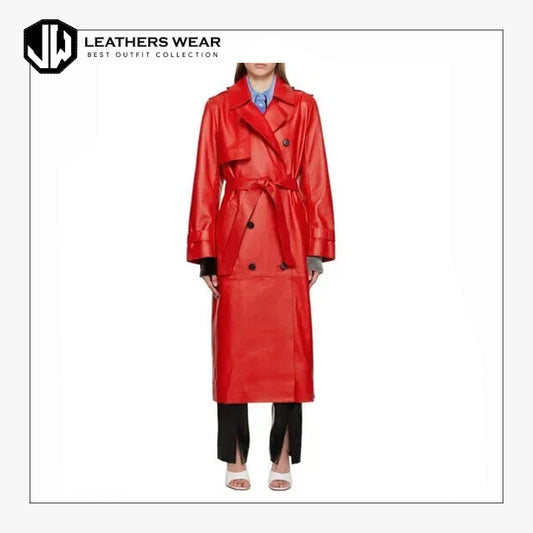 Womens Leather Trench Design Coat