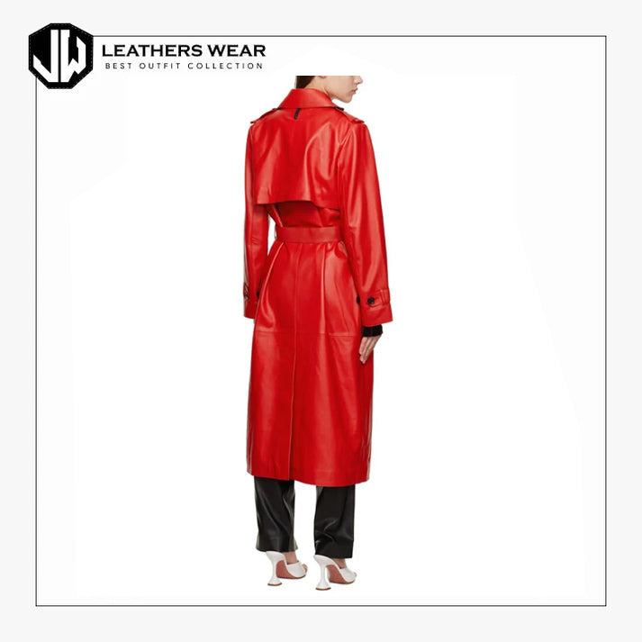 Womens Leather Trench Design Coat