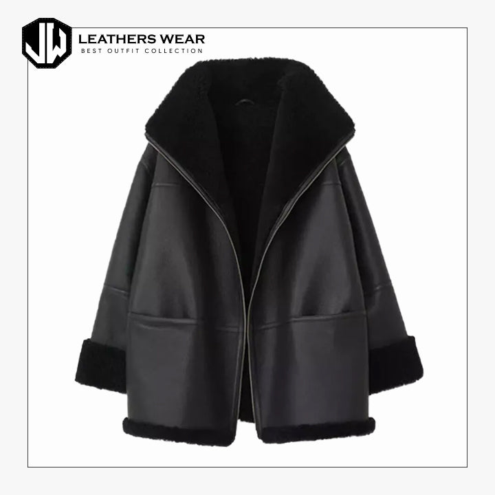 Womens Leather and Shearling Jacket