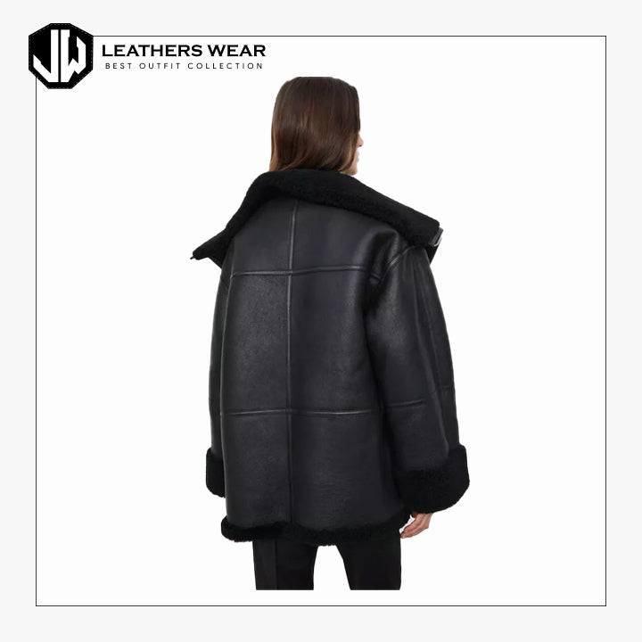 Womens Leather and Shearling Jacket