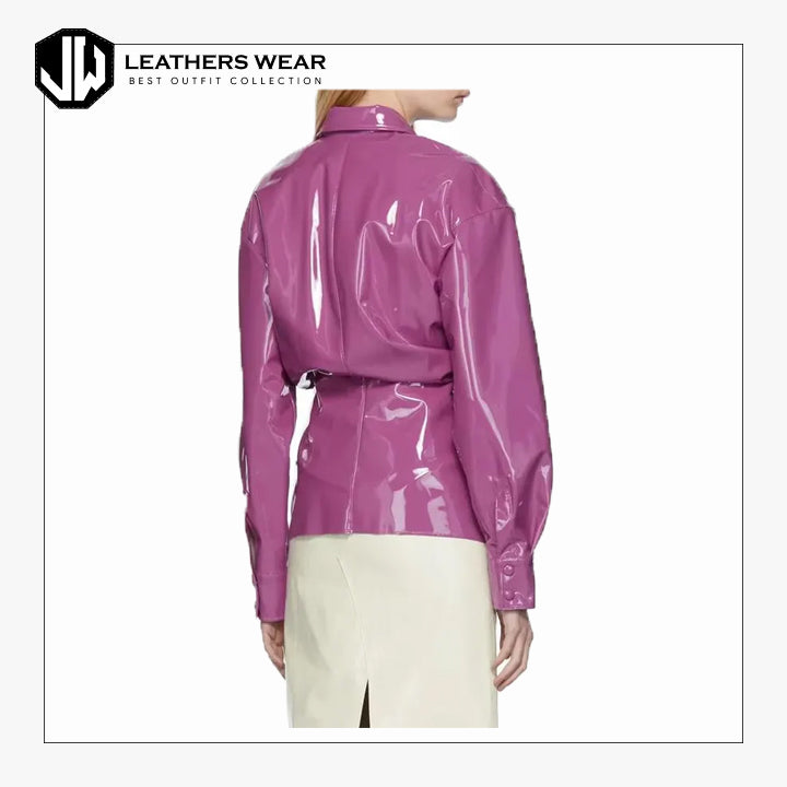 Womens Purple Leather Shirt