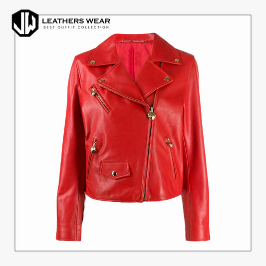 Womens Red Leather Motorcycle Jackets Leathers Wear