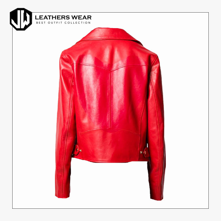 Womens Red Leather Motorcycle Jackets Leathers Wear
