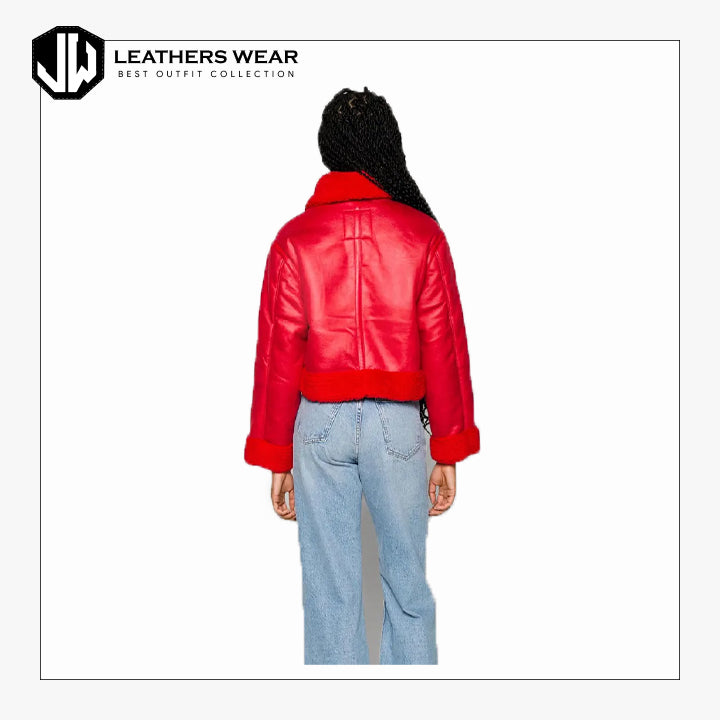 Womens Red Shearling Coat