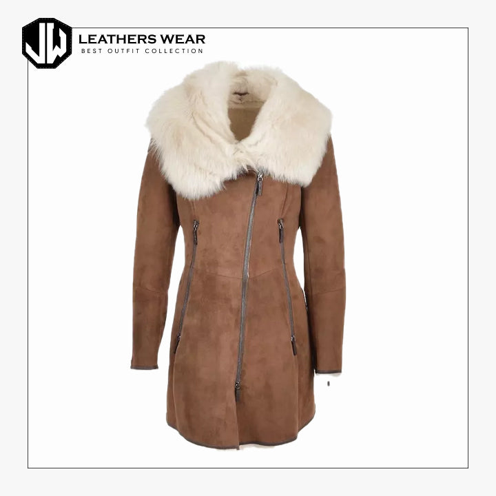 Womens Suede Shearling Coat